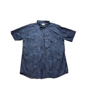 PX Clothing Blue Tropical Floral Leaf Print‎ Button Down Shirt Mens XXL Gorpcore